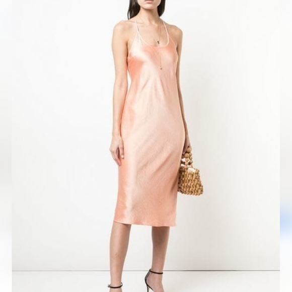 Alexander Wang Dresses & Skirts - Liquid Satin Midi Dress by Alexander Wang peach pink orange hammered silk